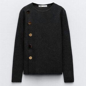 ZARA Side Button Knit Sweater NWT